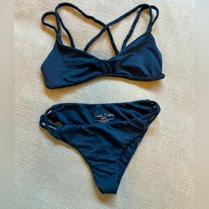 Frankie’s Bikinis Braided Strap Top and Bottom. Top size S and Bottoms size M.